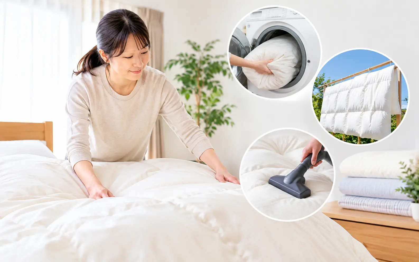 布団のお手入れ方法をタイプ別に解説するメインイメージ