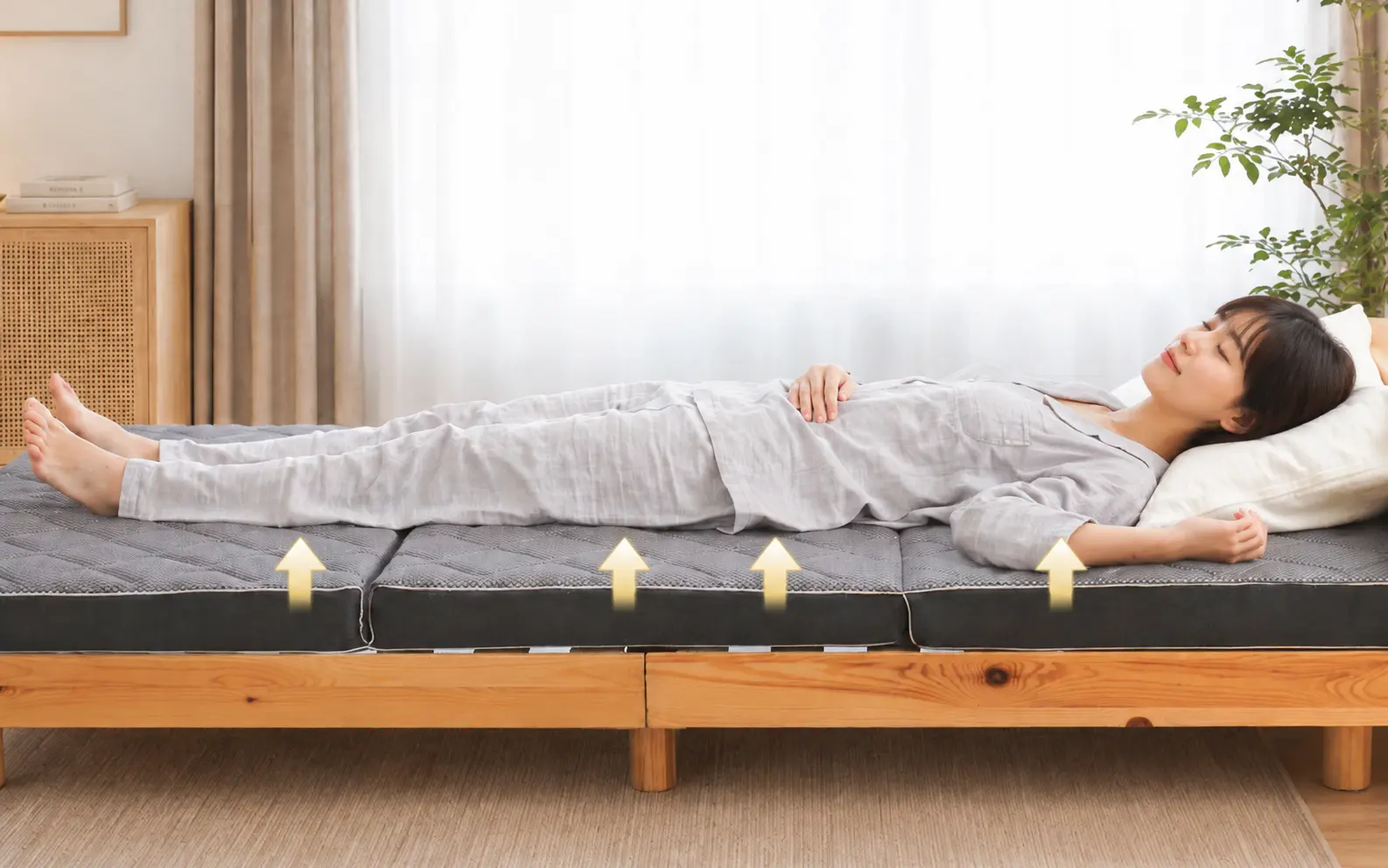 身体にかかる圧力を分散するマットレスのイメージ